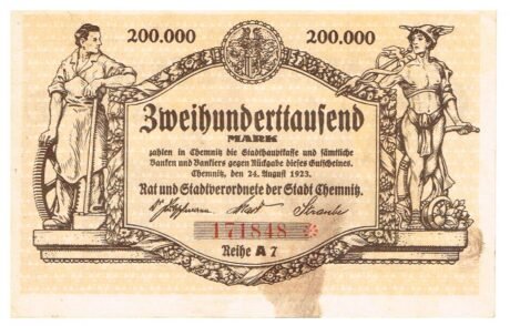 Аверс банкноты 200 000 marek (Niemcy) 1923