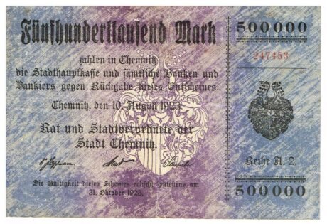 Аверс банкноты 500000 marek (Niemcy) 1923