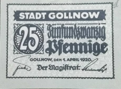 Аверс банкноты 25 fenigów (Niemcy) 1920