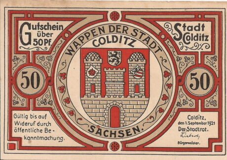 Аверс банкноты 50 fenigów (Niemcy) 1921