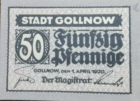 Аверс банкноты 50 fenigów (Niemcy) 1920