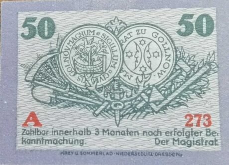 Реверс банкноты 50 fenigów (Niemcy) 1920