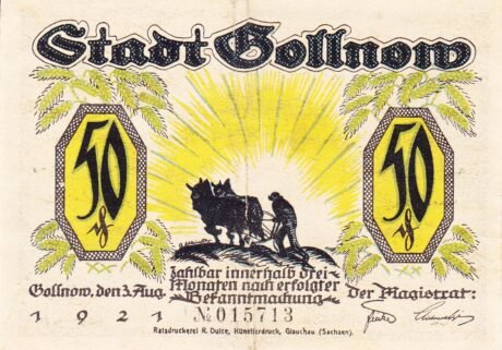 Аверс банкноты 50 пфеннигов (Германия) 1921 года