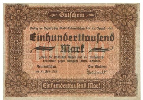 Аверс банкноты 100000 marek (Niemcy) 1923