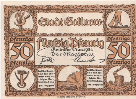 Аверс банкноты 50 пфеннигов (Германия) 1921 года