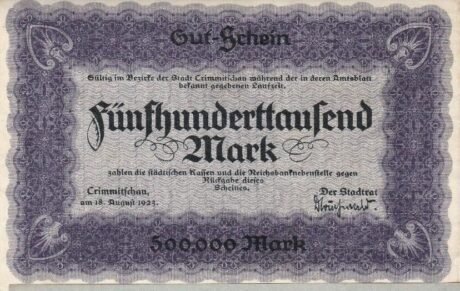 Аверс банкноты 500000 marek (Niemcy) 1923