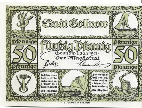 Аверс банкноты 50 fenigów (Niemcy) 1921