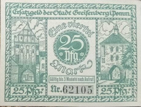 Реверс банкноты 25 fenigów (Niemcy) 1919