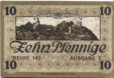 Реверс банкноты 10 fenigów (Niemcy)