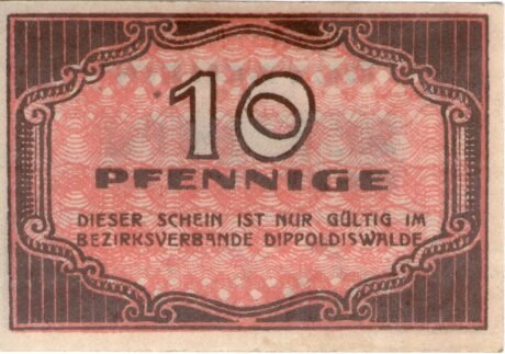 Реверс банкноты 10 fenigów (Niemcy)