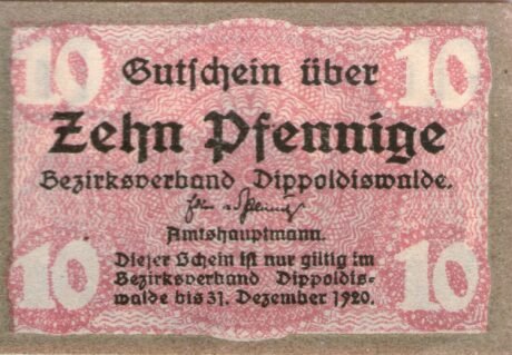 Аверс банкноты 10 пфеннигов (Германия)
