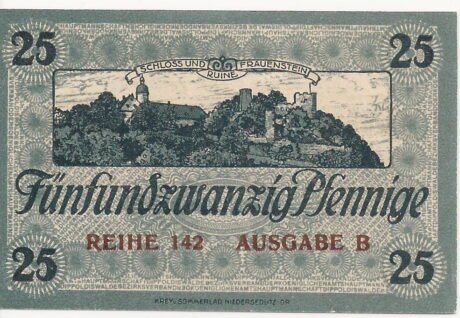 Реверс банкноты 25 fenigów (Niemcy) 1918