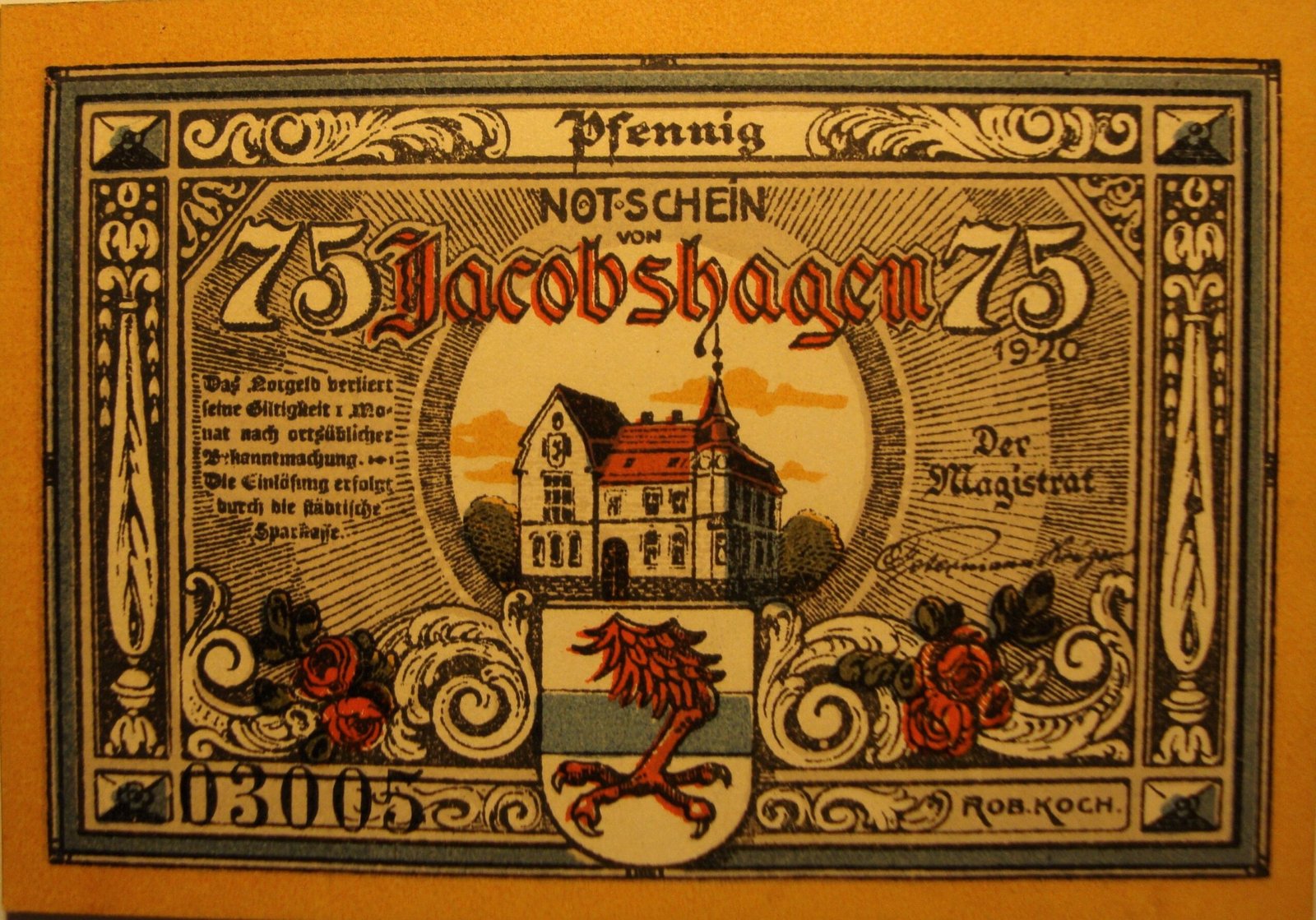 Аверс банкноты 75 пфеннигов (Германия) 1920 года
