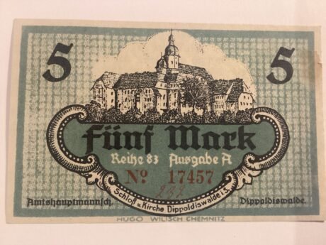 Реверс банкноты 5 marek (Niemcy) 1918