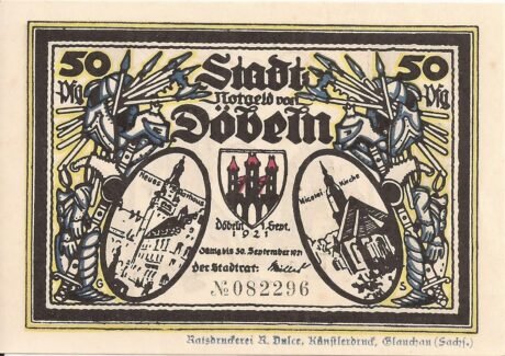 Аверс банкноты 50 fenigów (Niemcy) 1921