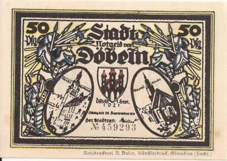 Аверс банкноты 50 fenigów (Niemcy) 1921