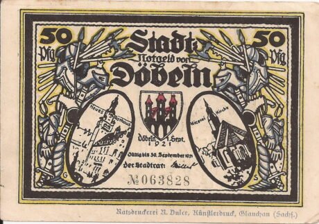 Аверс банкноты 50 fenigów (Niemcy) 1921