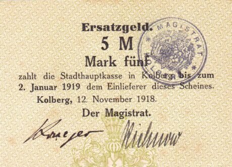 Аверс банкноты 5 marek (Niemcy) 1918