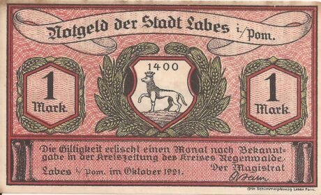 Аверс банкноты 1 marka (Niemcy) 1921