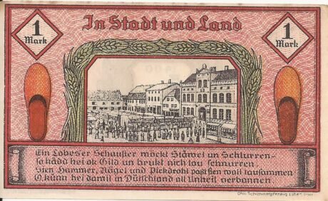 Реверс банкноты 1 marka (Niemcy) 1921