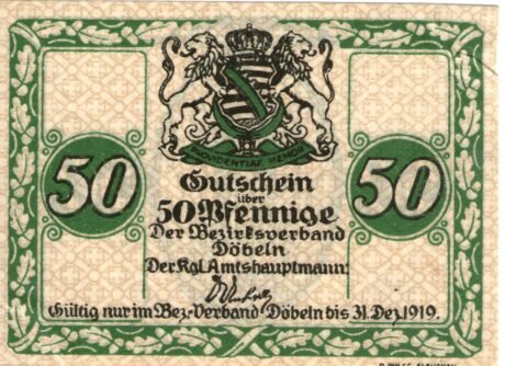 Аверс банкноты 50 fenigów (Niemcy) 1919