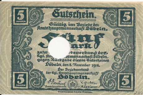 Аверс банкноты 5 marek (Niemcy) 1918