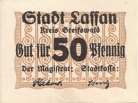 Аверс банкноты 50 fenigów (Niemcy)