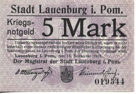 Аверс банкноты 5 marek (Niemcy) 1918