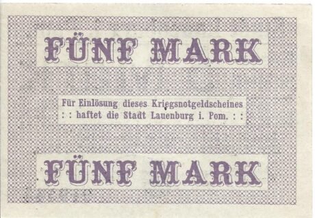 Реверс банкноты 5 marek (Niemcy) 1918