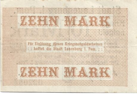 Реверс банкноты 10 marek (Niemcy) 1918