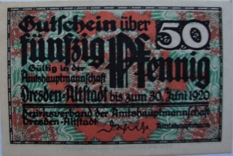 Аверс банкноты 50 fenigów (Niemcy) 1920