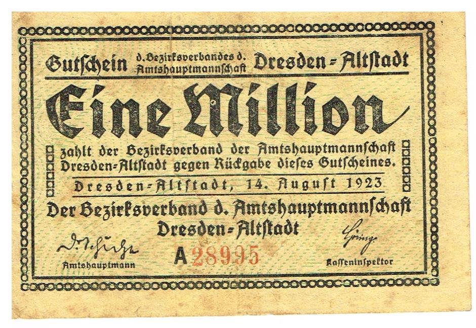 Аверс банкноты 1000000 марок (Германия) 1923 года