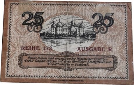 Реверс банкноты 25 fenigów (Niemcy) 1919