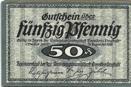 Аверс банкноты 50 fenigów (Niemcy)