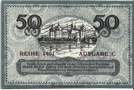 Реверс банкноты 50 fenigów (Niemcy)