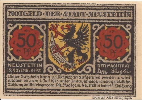 Аверс банкноты 50 fenigów (Niemcy) 1922