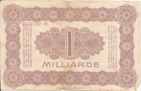 Реверс банкноты 1 000 000 000 marek (Niemcy) 1923
