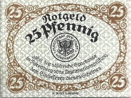 Реверс банкноты 25 fenigów (Niemcy) 1920