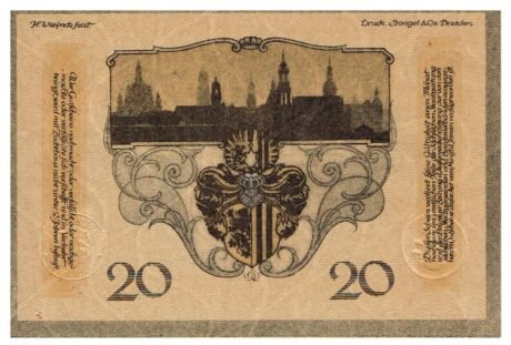 Реверс банкноты 20 marek (Niemcy) 1918