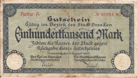 Аверс банкноты 100000 марок (Германия) 1923 года