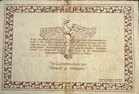 Реверс банкноты 200 000 marek Landeskulturrat Sachsen (Niemcy) 1923