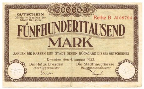 Аверс банкноты 500000 marek (Niemcy) 1923