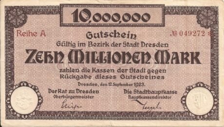 Аверс банкноты 10000000 marek (Niemcy) 1923
