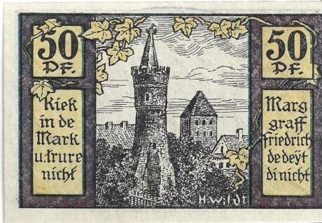 Реверс банкноты 50 fenigów (Niemcy) 1921