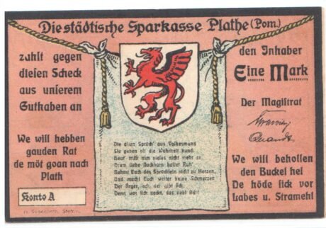 Аверс банкноты 1 marka (Niemcy) 1922