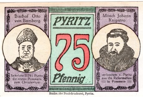 Реверс банкноты 75 fenigów (Niemcy) 1921