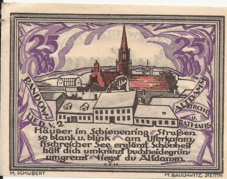 Реверс банкноты 25 fenigów (Niemcy) 1921