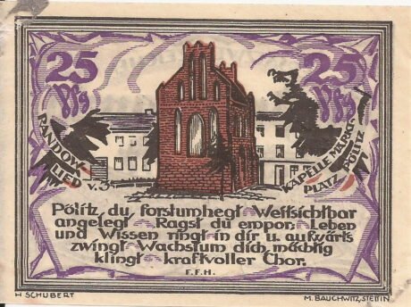 Реверс банкноты 25 fenigów (Niemcy) 1921