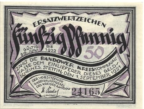 Аверс банкноты 50 fenigów (Niemcy) 1921