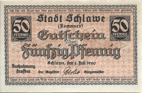 Аверс банкноты 50 fenigów (Niemcy) 1920